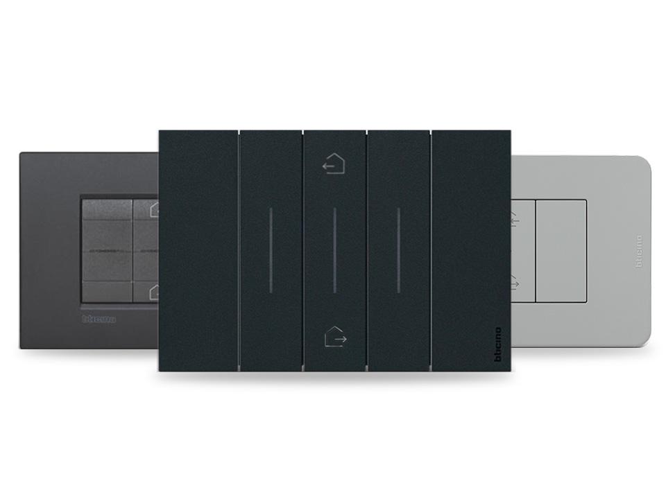 Placche Living Now, MatixGO e Livinglight con scenari smart Entra/Esci