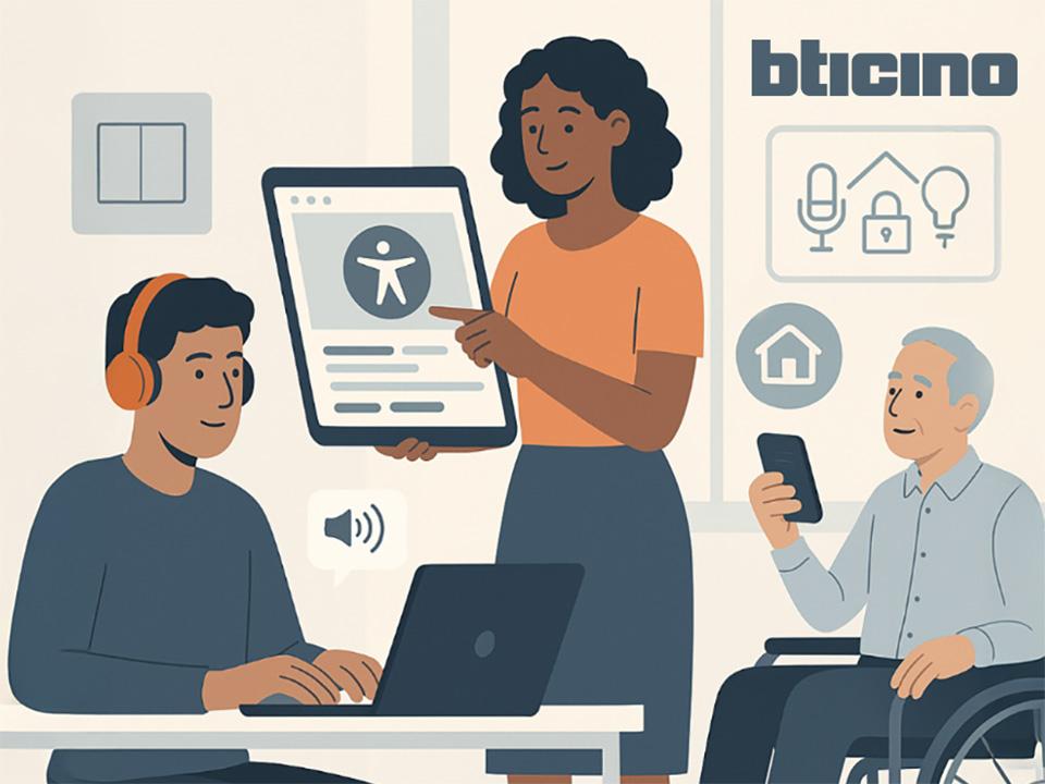 Una ragazza, un ragazzo e un anziano interagiscono con device diversi